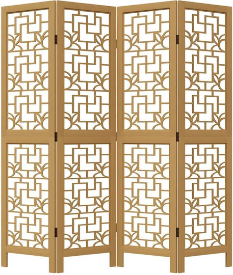 vidaXL Decorative Room Divider Wooden with 4 Panels 140x160cm