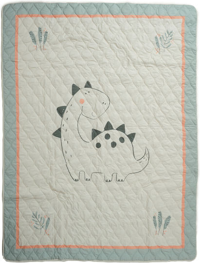 Das Home Детско Одеяло Единично Happy Dino Сиво, Зелено, Сьомга 160x220см