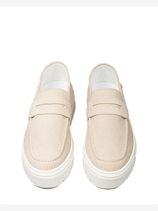 Men's Suede Loafers Beige