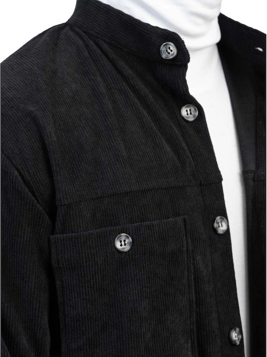 Vittorio Long Sleeve Corduroy Overshirt In Regular Fit Black