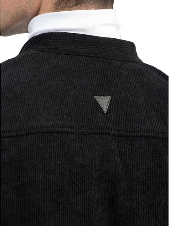 Vittorio Long Sleeve Corduroy Overshirt In Regular Fit Black