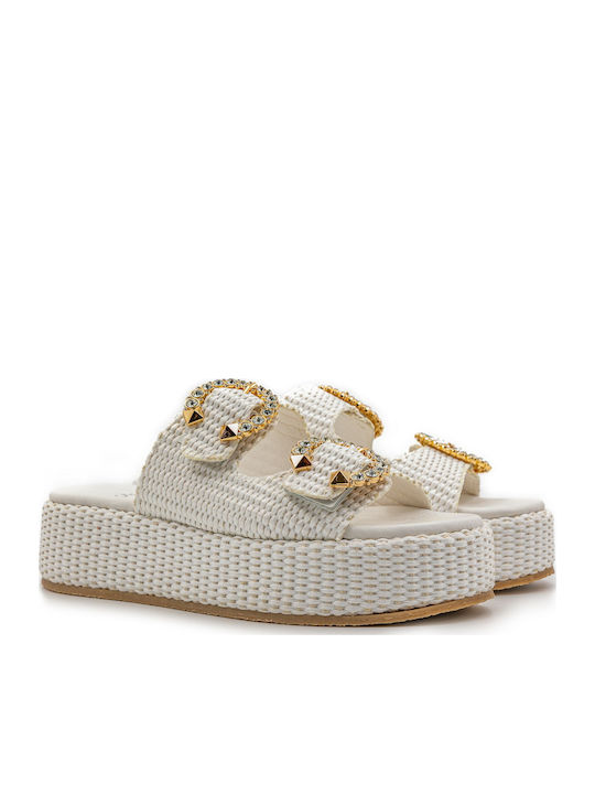 Flache Sandalen für Damen Flatforms in Weiß Farbe