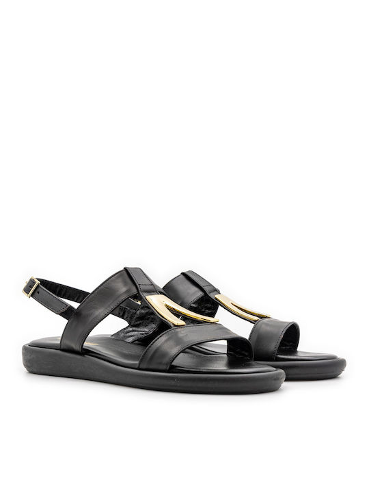 Nikola Rossi Leder Damen Flache Sandalen in Schwarz Farbe