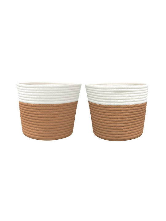 vidaXL Καλάθι Αποθήκευσης Υφασμάτινο Καφέ 24x24x18cm 2τμχ