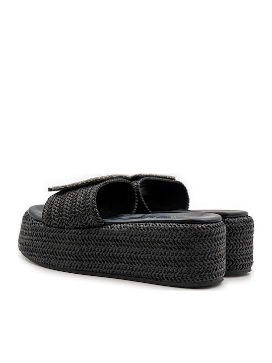 Sandale Casual Damă Flatforme Din Piele Negru