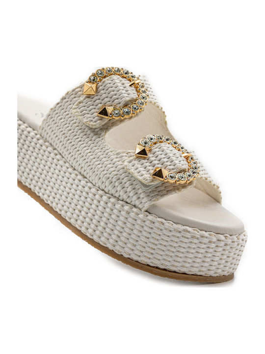 Flache Sandalen für Damen Flatforms in Weiß Farbe