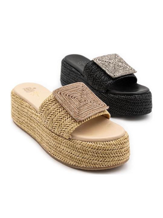 Sandale Casual Damă Flatforme Din Piele Negru