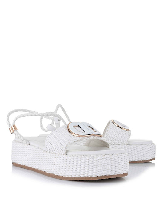 Mariella Fabiani Women's Flat Sandals Flatforms in White Color