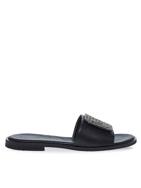 Maison Minrelle Women's Flat Sandals in Black Color