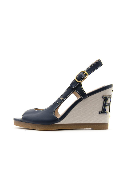 Ralph Lauren Women's Leather Platform Shoes Navy Blue