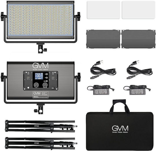 GVM-1500D-2L Photography & Video Lighting Kit 2 Lights 75W RGB With Tripod