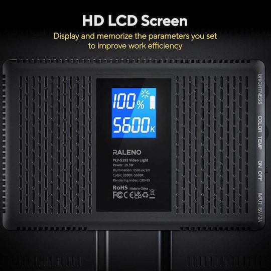Raleno Dauerlicht Video Kamera Licht Vl-s192k LED-Licht 3.89K 19.5W mit Lichtstärke Lux 2600 Lux