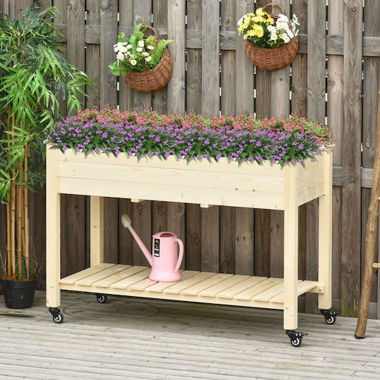 Outsunny Blumenkasten Hölzernes Natural Wood 118x55x83cm.