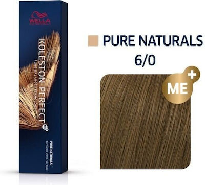 Wella Koleston Perfect Me+ Pure Naturals Βαφή Μαλλιών 6/0 Ξανθό Σκούρο 60ml