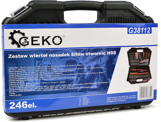 Geko Set of 246 Drills HSS Titanium with Hexagonal Shank for Metal