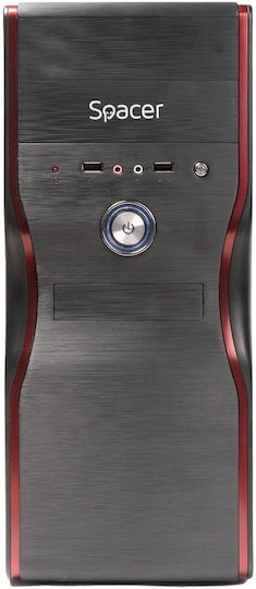 Spacer New Mercury 500W Midi Tower Κουτί Υπολογιστή Μαύρο