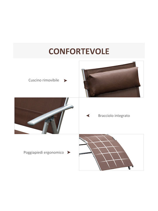 Liegestuhl Relax mit Kissen Braun 180x63.5x33cm.
