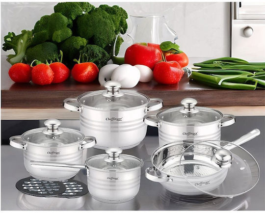 Cheffinger Комплект Съдове за Готвене от Неръждаема Стомана с Незалепващо Покритие 5 Части