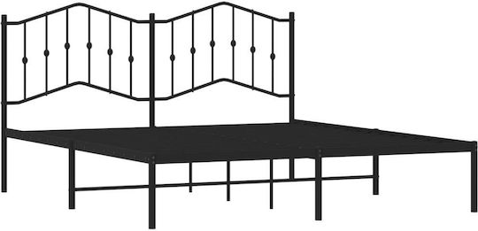 King Size Metallbett Schwarz mit Lattenrost für Matratze 183x213cm