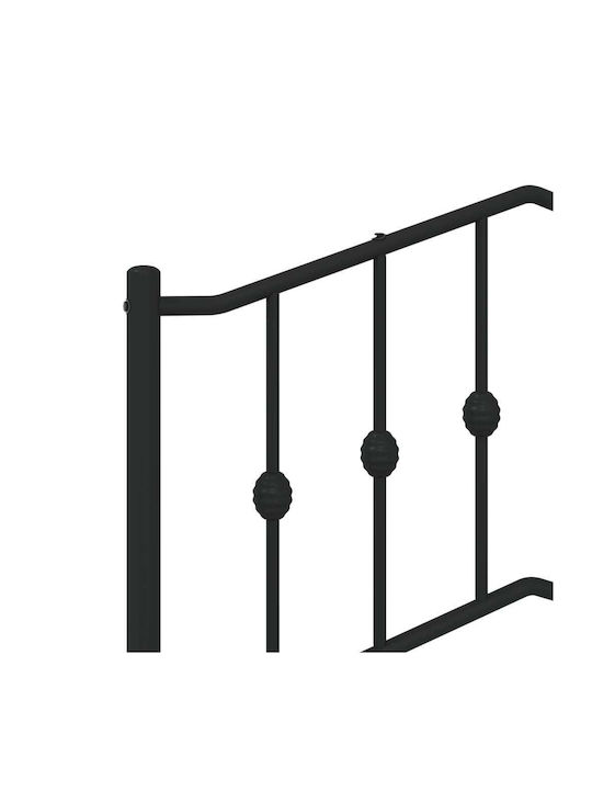 Pat King Size Metalic Negru cu Lamele pentru Saltea 193x203cm