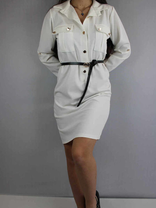 Sinell Sommer Mini Hemdkleid Kleid White