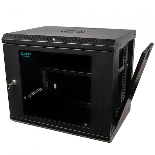 Spacer Стенен Рак Шкаф 9U 45x45x45 см Черен