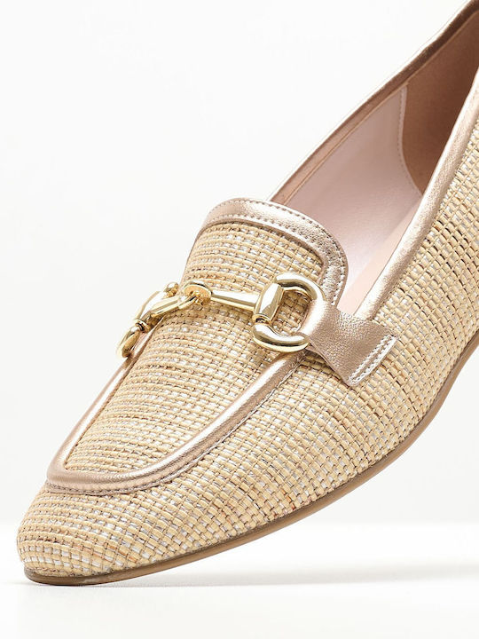 Mortoglou Leder Damen Loafers in Beige Farbe