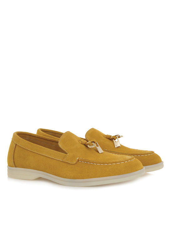 Alessandra Bruni Δερμάτινα Γυναικεία Loafers σε Κίτρινο Χρώμα