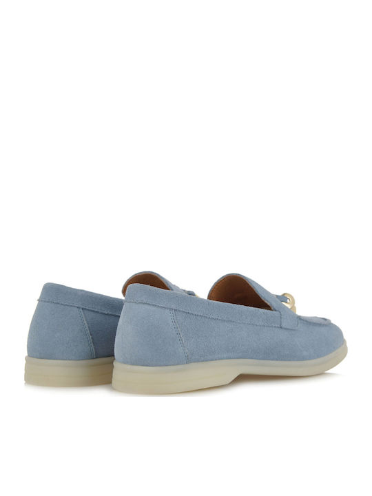 Δερμάτινα Γυναικεία Loafers σε Γαλάζιο Χρώμα
