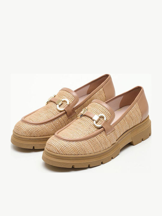 Δερμάτινα Γυναικεία Loafers σε Ταμπά Χρώμα