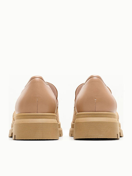 Δερμάτινα Γυναικεία Loafers σε Ταμπά Χρώμα