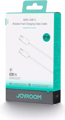 Joyroom Geflochten USB 2.0 Kabel USB-C männlich - USB-C 60W Weiß 1m (S-A45)