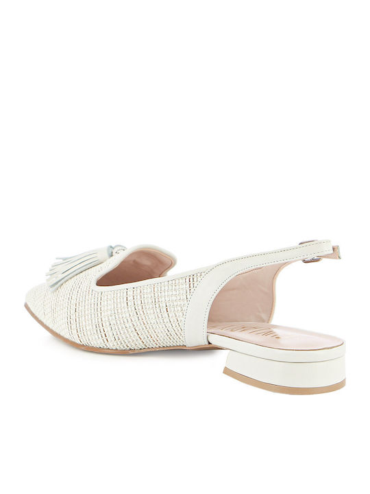 Lederne Damen Ballerinas in Weiß Farbe