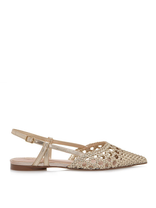 Exe Pointy Slingback Ballerinas Gold