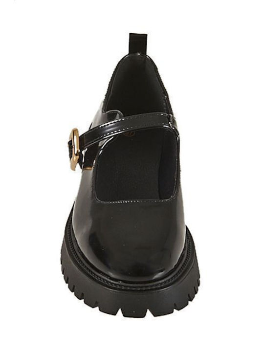 Damen Ballerinas Mit Riemen Schwarze