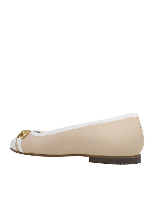 Leather Ballerinas Beige/White