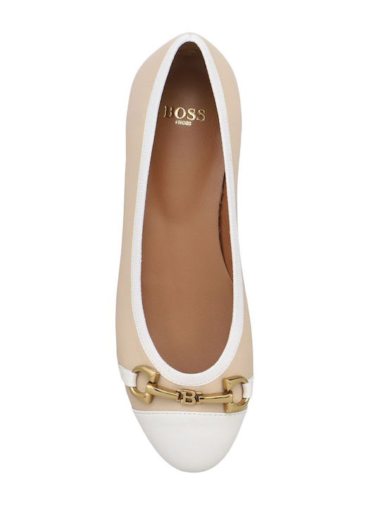 Leather Ballerinas Beige/White