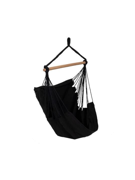 Leagăn Suspendat Fotoliu Cu Pernă Material Textil Negru L96xA115xÎ115cm