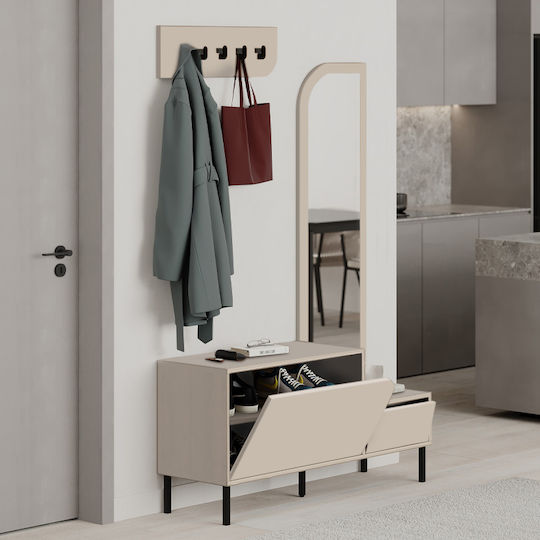 Mila Entry Furniture with Hanger & Shoe Rack Sandstone 120x37x171.6cm Mila Entry Furniture with Hanger & Shoe Rack Sandstone 120x37x171.6cm