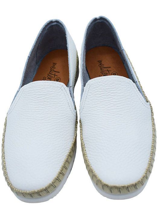 Mediterranean Piele Slip-on-uri pentru femei Alb