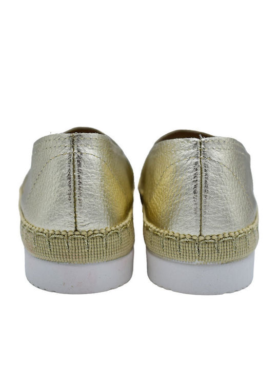 Γυναικεία Slip-On Δερμάτινα Χρυσά