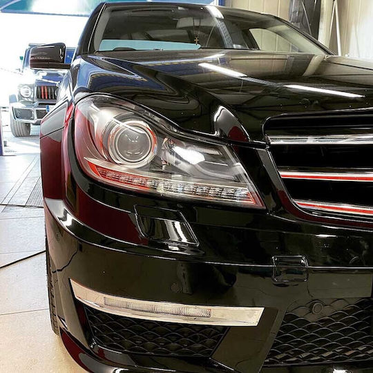 Front Lights Set Mercedes-Benz C-Class W204 11-14 Drl & Led Flasher Black H7 Motor
