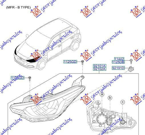 Depo Left Front Car Bulb Hyundai i20 2014-2018