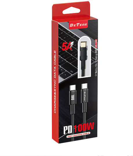 USB 2.0 Cable USB-C male - USB-C 100W PD Μαύρο 1m 40344