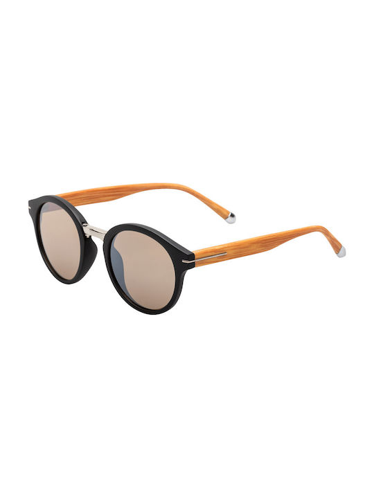 Women's Sunglasses with Black Frame and Brown Mirror Lens 07-25343-Brown-Marrone-Brown