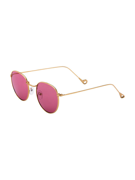 Limone Sunglasses with Gold Metal Frame and Pink Lens 01-9014-3