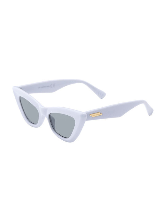 Women's Sunglasses with White Plastic Frame and Gray Lens 028070-2