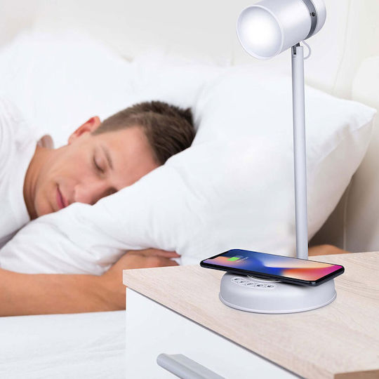 Grundig Plastic Table Lamp LED with White Shade and Base