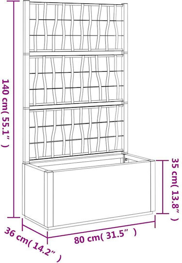 vidaXL Garden Planter Box Plastic White 80x36x140cm.