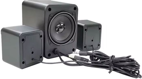 Kisonli U-3100 Ηχεία Υπολογιστή 2.1 με Ισχύ 3W Μαύρα